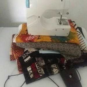 Beginners sewing machine with material.